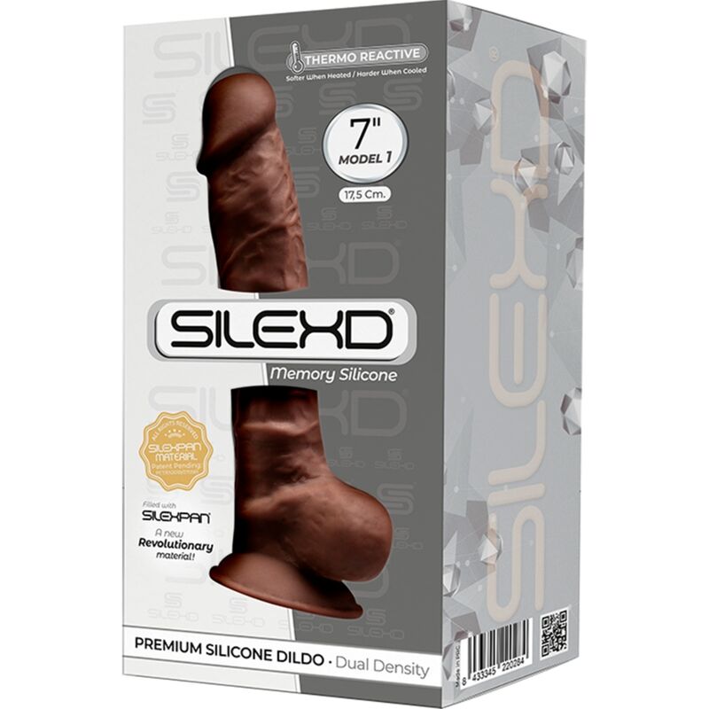 SILEXD - modèle 1 pénis réaliste premium SILEXPAN silicone marron 17.5 cm