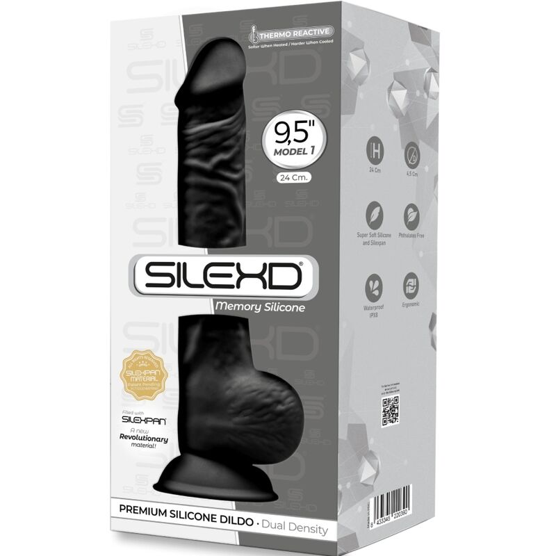 SILEXD - modèle 1 pénis réaliste premium SILEXPAN silicone noir 24 cm