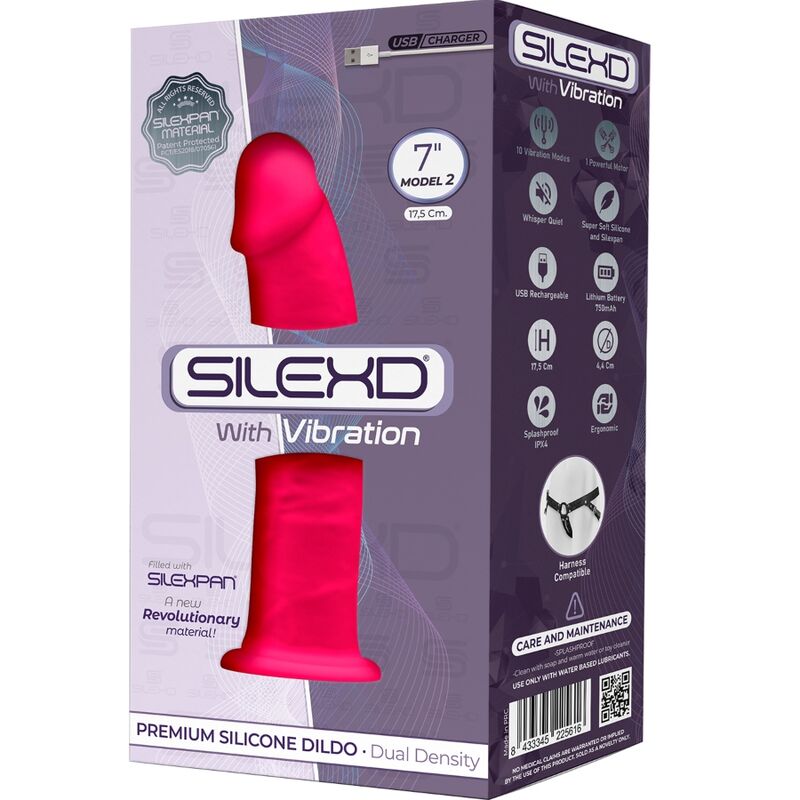 SILEXD - modèle 1 vibromasseur pénis réaliste silicone premium SILEXPAN fuchsia 17.5 cm