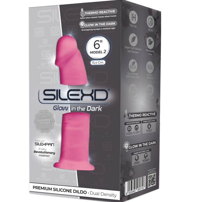 SILEXD - modèle 2 pénis réaliste premium SILEXPAN silicone fluorescent rose 15 cm