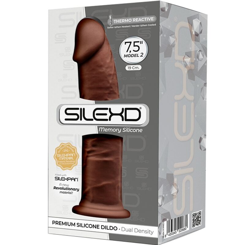 SILEXD - modèle 2 pénis réaliste premium SILEXPAN silicone marron 19 cm