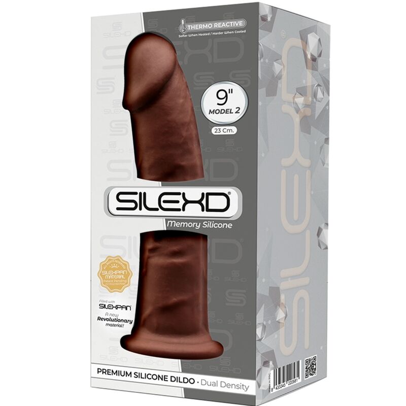 SILEXD - modèle 2 pénis réaliste premium SILEXPAN silicone marron 23 cm