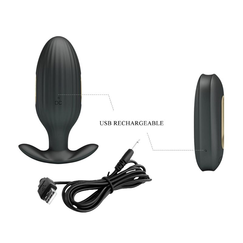 PRETTY LOVE - vibromasseur anal rechargeable KELLY plug noir