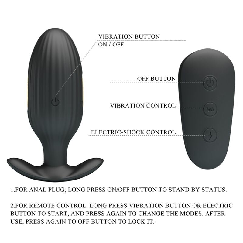 PRETTY LOVE - vibromasseur anal rechargeable KELLY plug noir