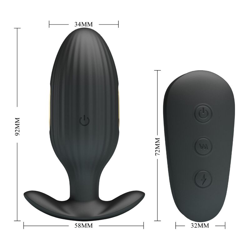 PRETTY LOVE - vibromasseur anal rechargeable KELLY plug noir