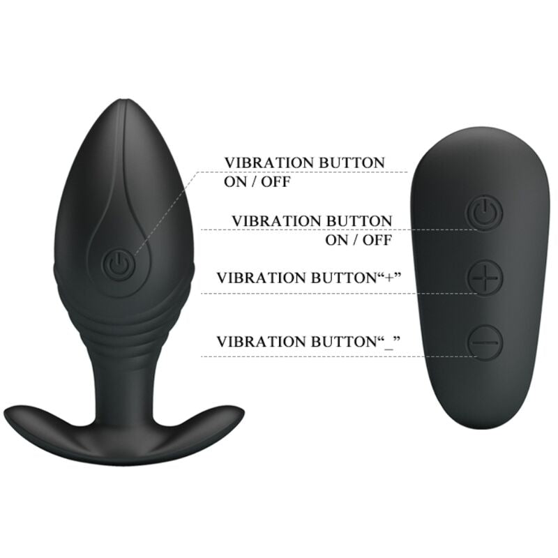 PRETTY LOVE - vibromasseur rechargeable REGINA plug anal noir