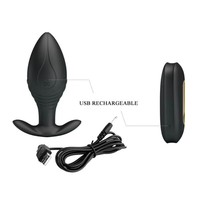 PRETTY LOVE - vibromasseur rechargeable REGINA plug anal noir