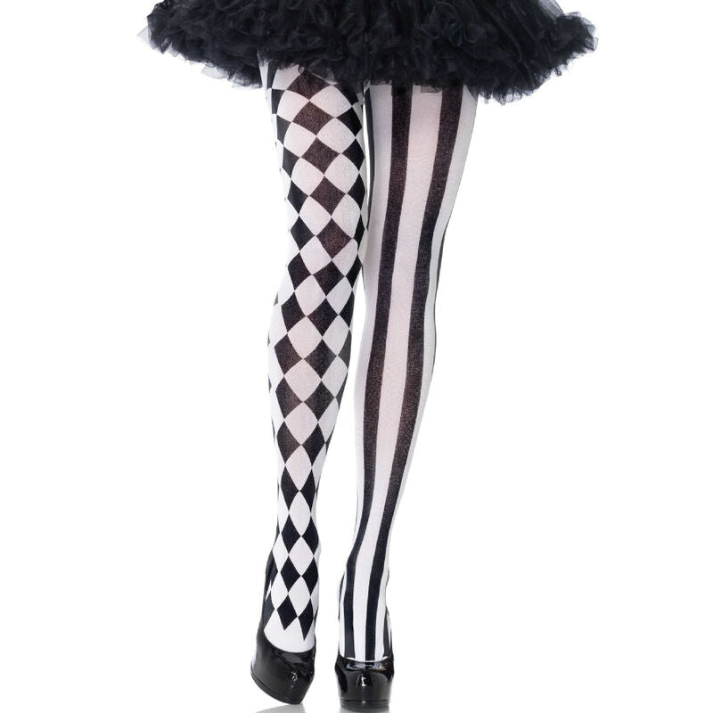 LEGAVENUE - collants arlequin noir/blanc