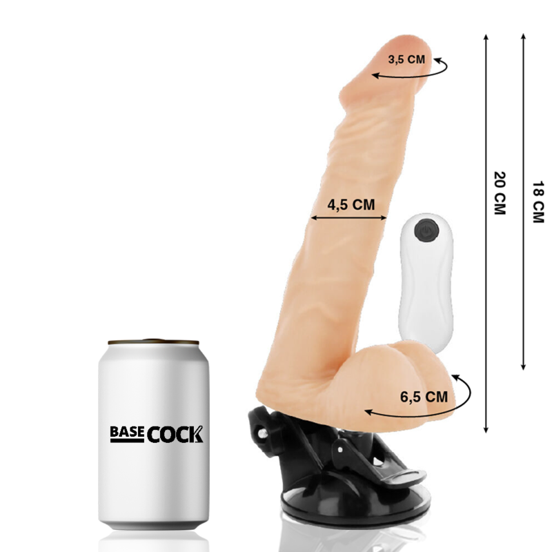 BASECOCK - vibromasseur réaliste articulable télécommandé 20 cm -o- 4.5 cm