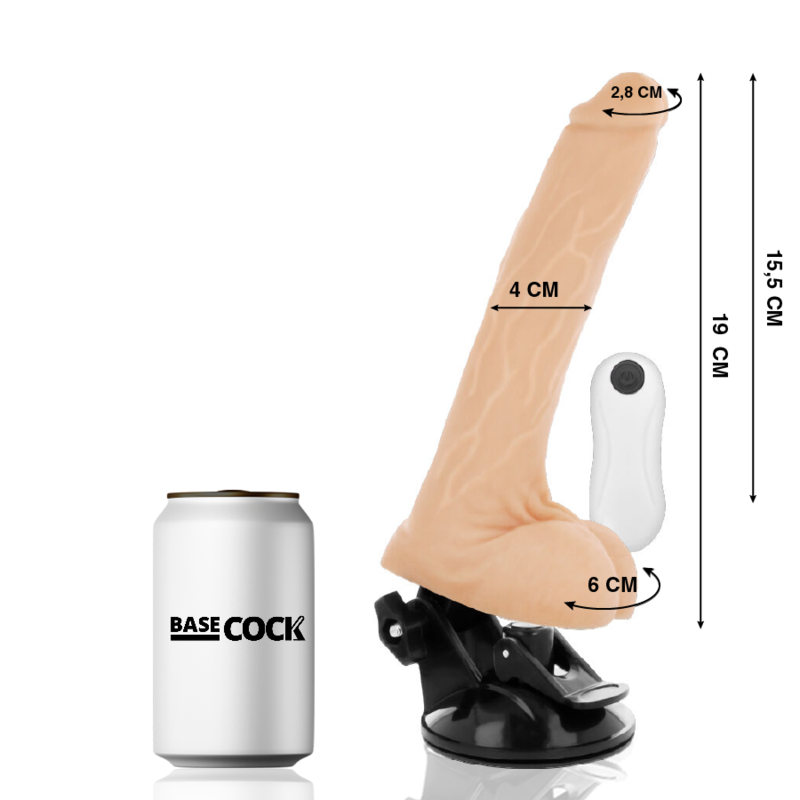 BASECOCK - vibromasseur réaliste télécommandé 19 cm -o- 4 cm