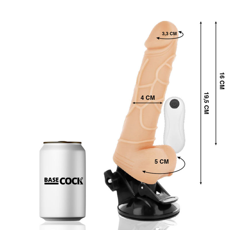 BASECOCK - vibromasseur réaliste télécommandé avec testicules 19.5 cm -o- 4 cm