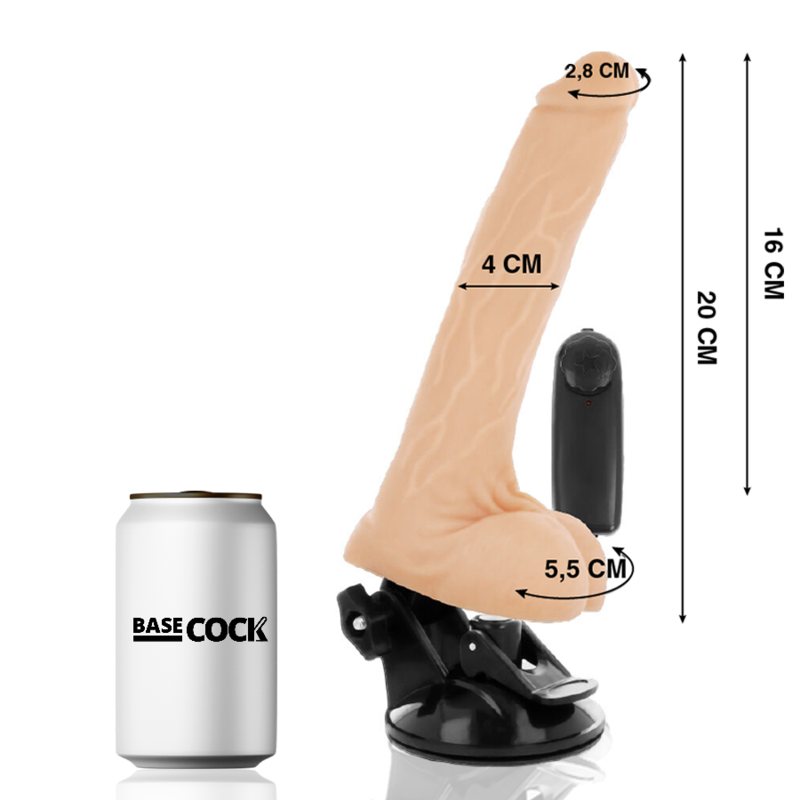 BASECOCK - vibromasseur réaliste télécommandé avec testicules 20 cm -o- 4 cm