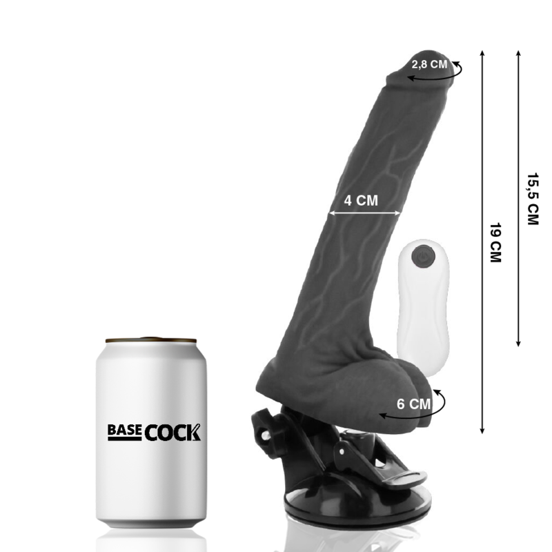 BASECOCK - vibromasseur réaliste télécommandé 19 cm -o- 4 cm