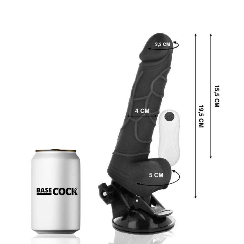 BASECOCK - vibromasseur réaliste télécommandé avec testicules 19.5 cm -o- 4 cm