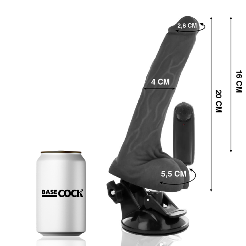 BASECOCK - vibromasseur réaliste télécommandé avec testicules 20 cm -o- 4 cm