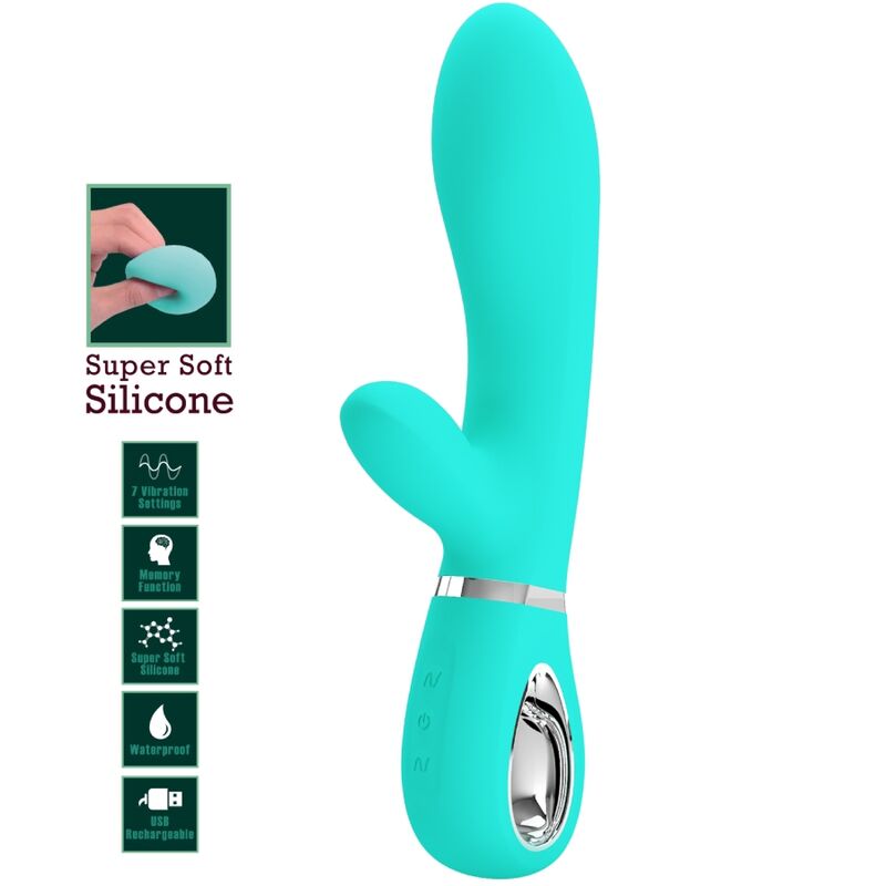 PRETTY LOVE - vibromasseur du point G multifonction THOMAS bleu turquoise