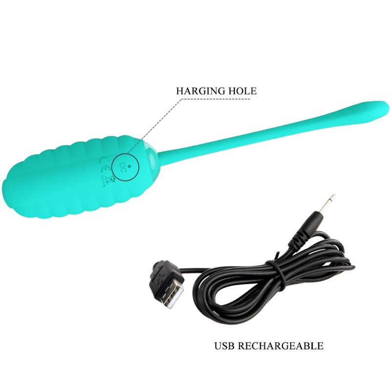 PRETTY LOVE - oeuf vibrant rechargeable KIRK bleu turquoise