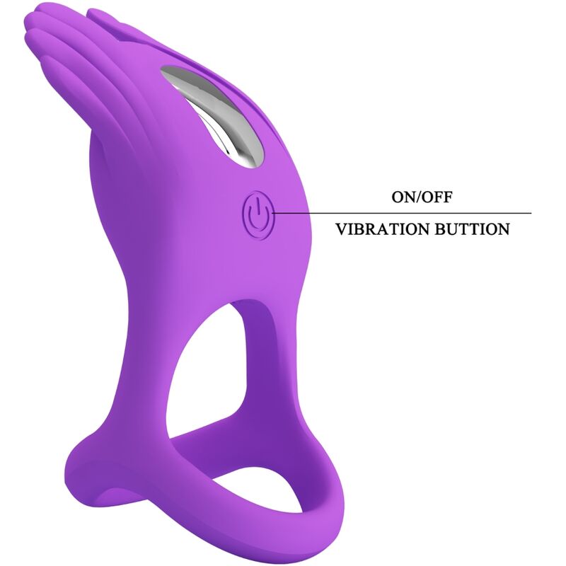 PRETTY LOVE - anneau pénien vibrant violet 7 vibrations pour pénis en silicone