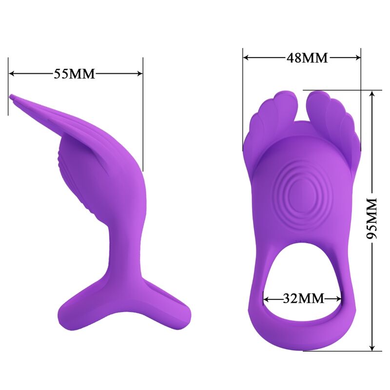 PRETTY LOVE - anneau pénien vibrant violet 7 vibrations pour pénis en silicone