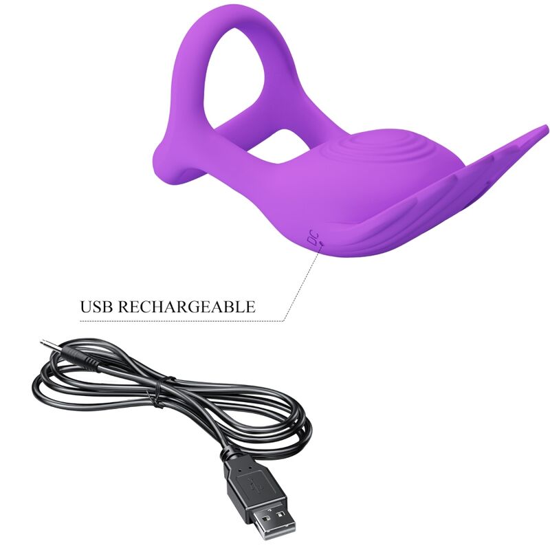 PRETTY LOVE - anneau pénien vibrant violet 7 vibrations pour pénis en silicone