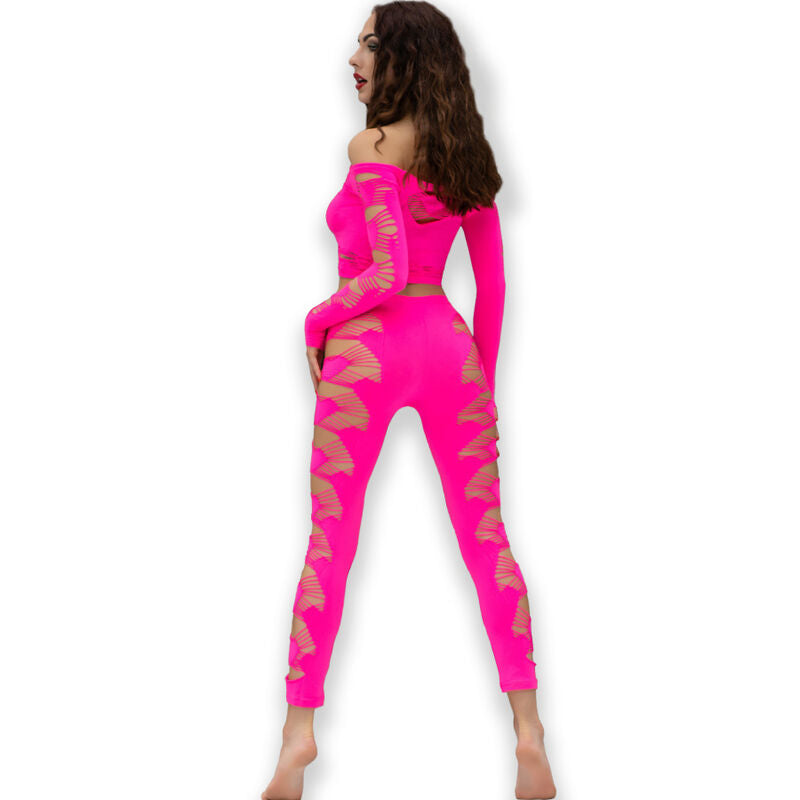 CHILIROSE - C632 ensemble sensuel haut & pantalon fuchsia S/L