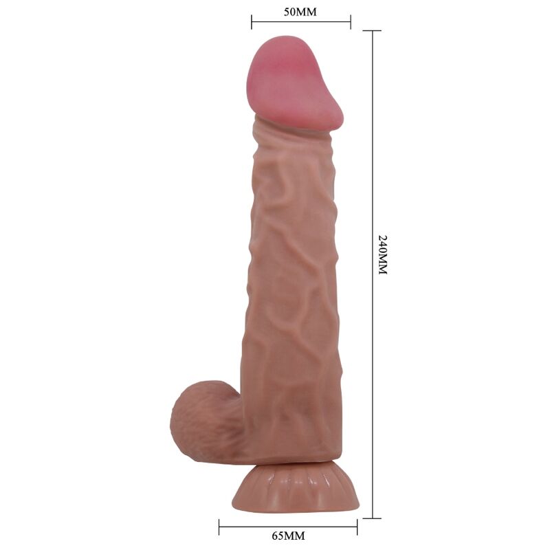 PRETTY LOVE - SLIDING SKIN peau mouvante gode réaliste avec ventouse marron 24 cm