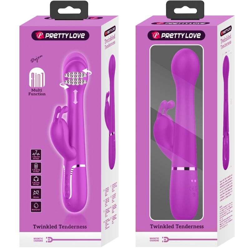 PRETTY LOVE - vibromasseur lapin DEJON 3 en 1 multifonction violet