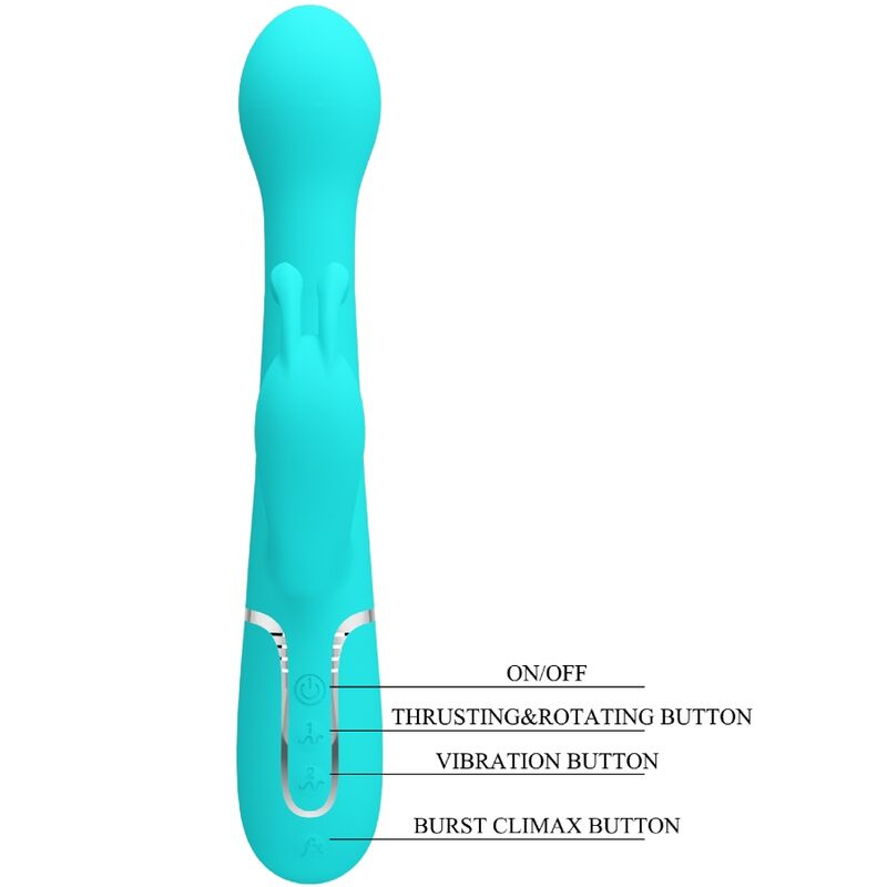 PRETTY LOVE - vibromasseur lapin DEJON 3 en 1 multifonction bleu turquoise