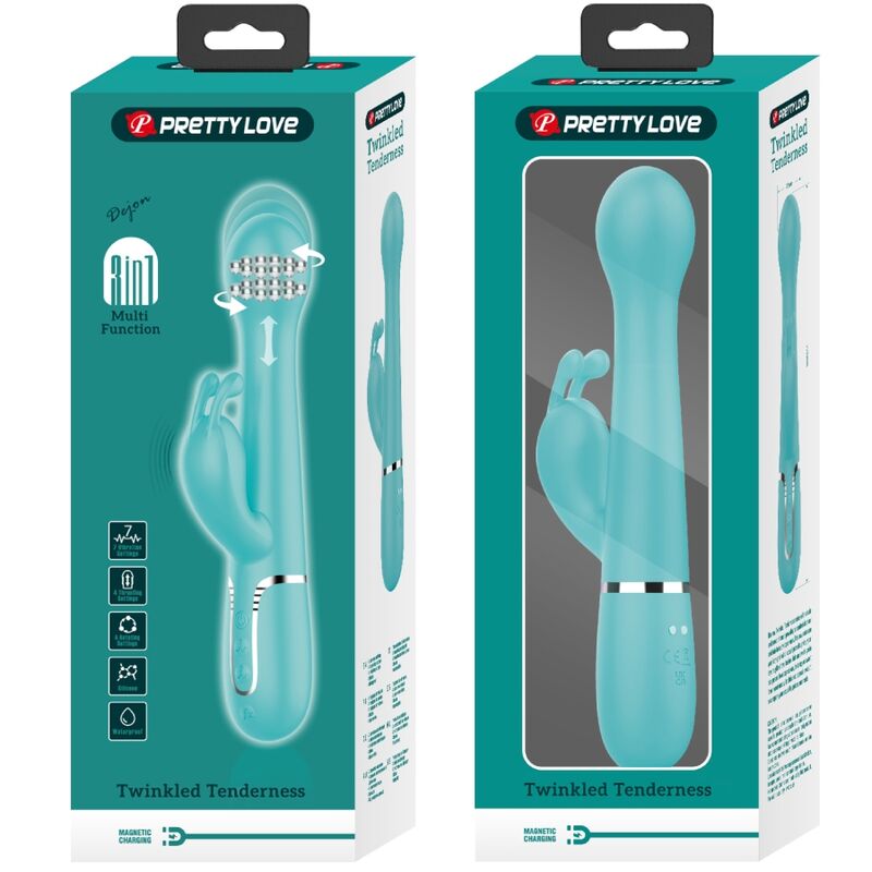 PRETTY LOVE - vibromasseur lapin DEJON 3 en 1 multifonction bleu turquoise