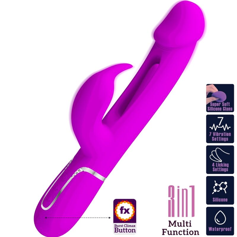 PRETTY LOVE - vibromasseur lapin 3 en 1 multifonction bleu violet