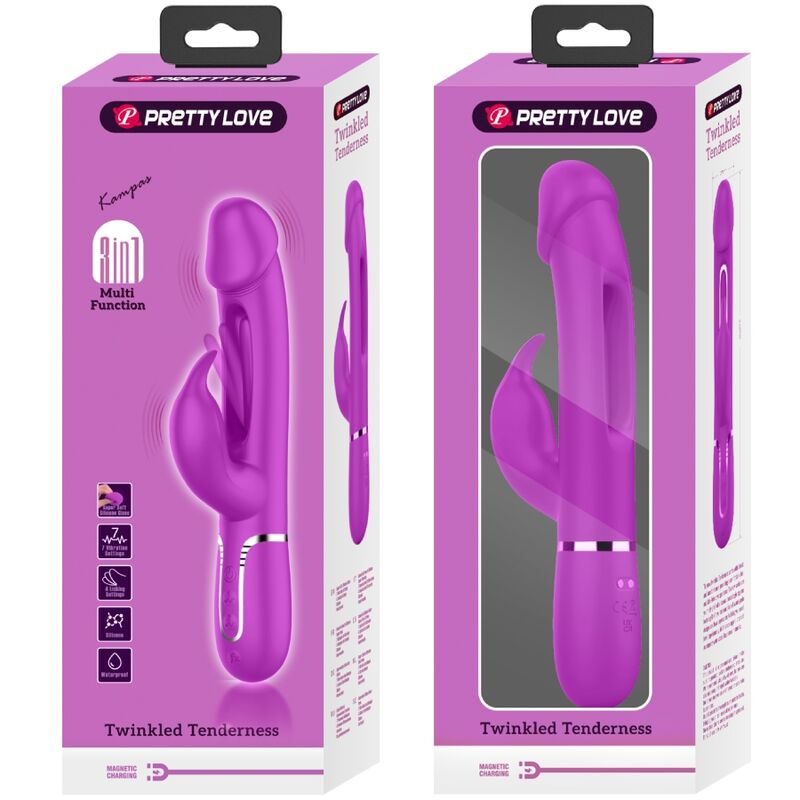 PRETTY LOVE - vibromasseur lapin 3 en 1 multifonction bleu violet