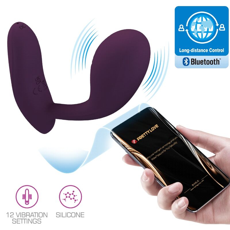 PRETTY LOVE - vibromasseur rechargeable pour point G avec 12 vibrations et application Lila