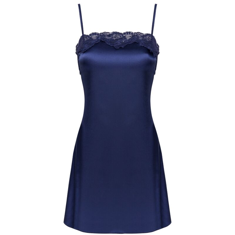 LIVCO - L249 nuisette/peignoir sensuel, ensemble sensuel haut et string bleu marine