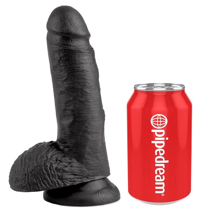 KINGROCK - gode noir avec testicules 17.8 cm