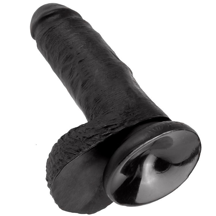 KINGROCK - gode noir avec testicules 17.8 cm