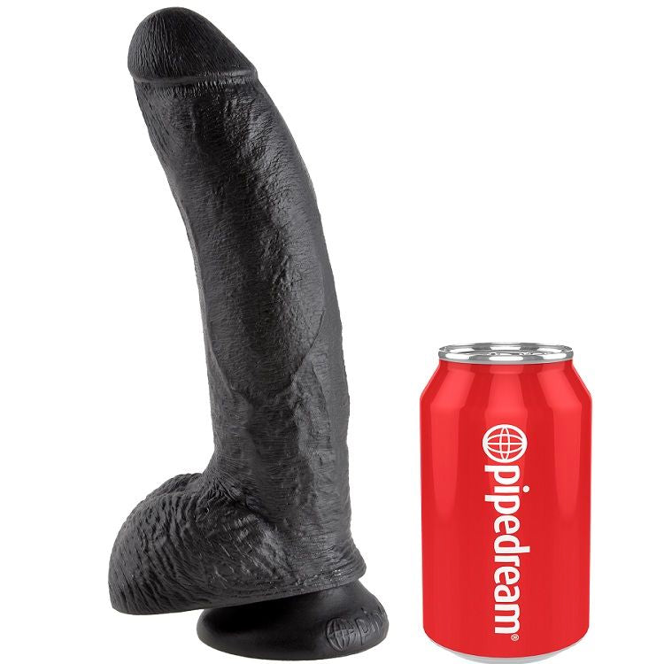 KINGROCK - gode noir avec testicules 22.9 cm