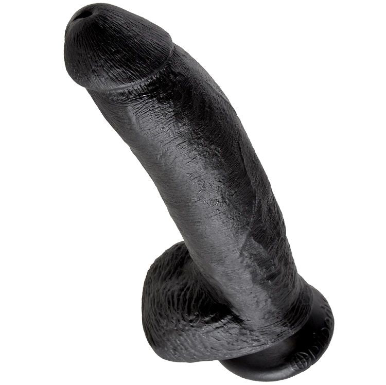 KINGROCK - gode noir avec testicules 22.9 cm