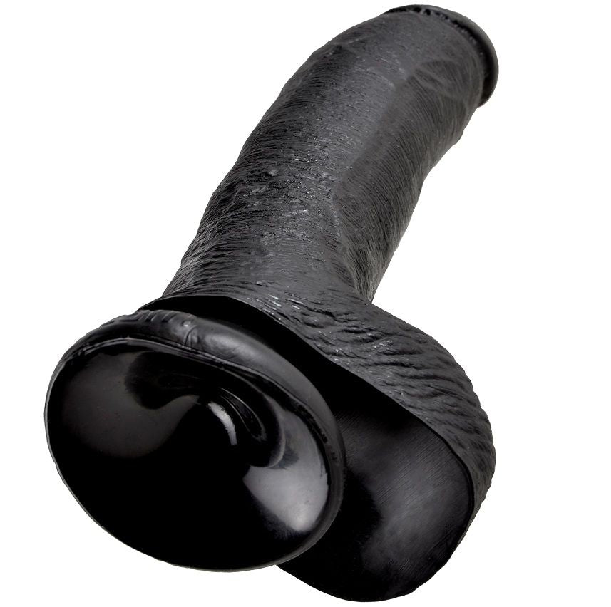 KINGROCK - gode noir avec testicules 22.9 cm