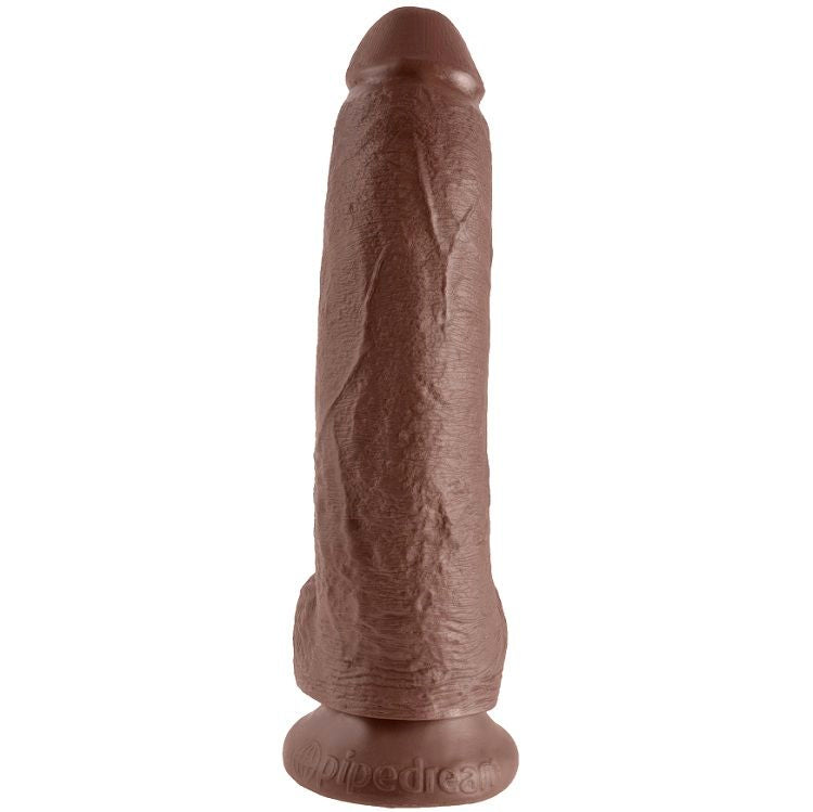 KINGROCK - gode marron avec testicules 22.9 cm