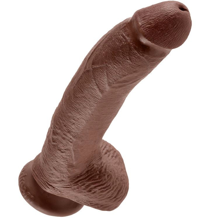 KINGROCK - gode marron avec testicules 22.9 cm