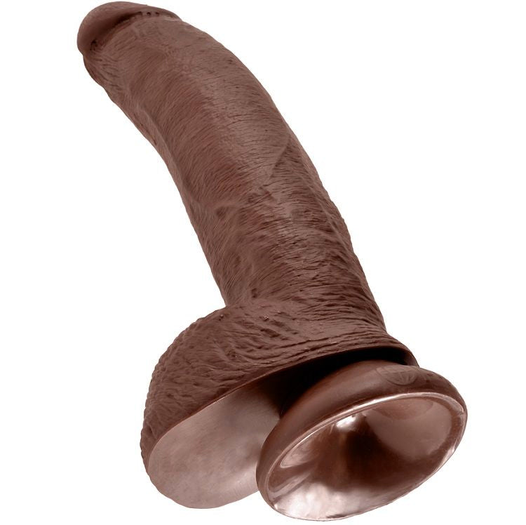 KINGROCK - gode marron avec testicules 22.9 cm