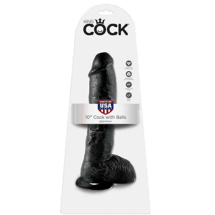 KINGROCK - gode noir avec testicules 25.4 cm