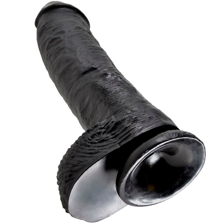 KINGROCK - gode noir avec testicules 25.4 cm