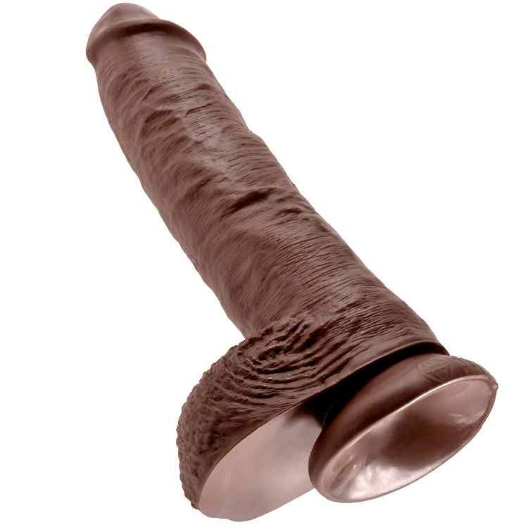 KINGROCK - gode marron avec testicules 25.4 cm