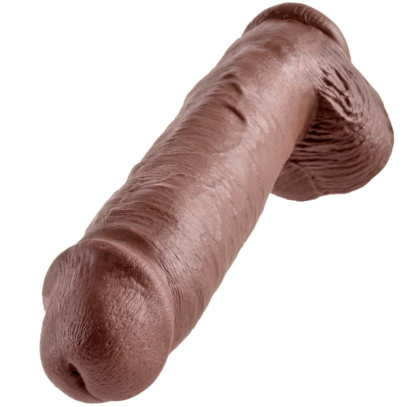 KINGROCK - gode marron avec testicules 28 cm