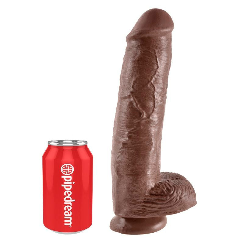 KINGROCK - gode marron avec testicules 28 cm