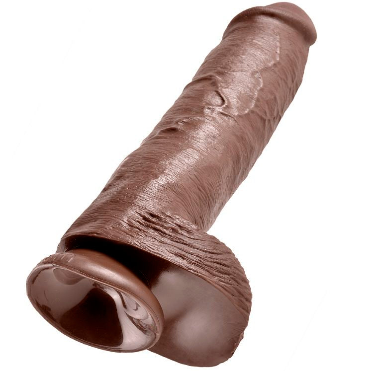 KINGROCK - gode marron avec testicules 28 cm