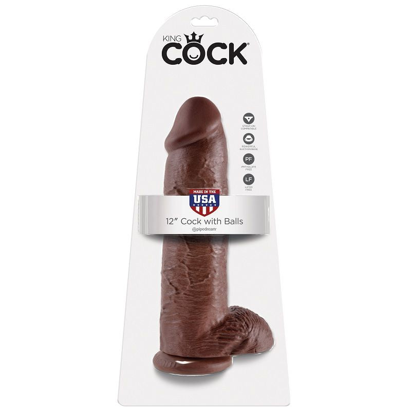 KINGROCK - gode marron avec testicules 30.48 cm