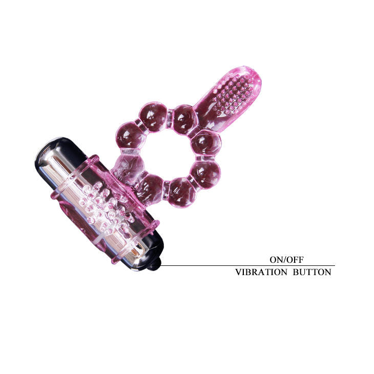 BAILE – anneau pénien lapin en silicone 10 niveaux de vibration rose