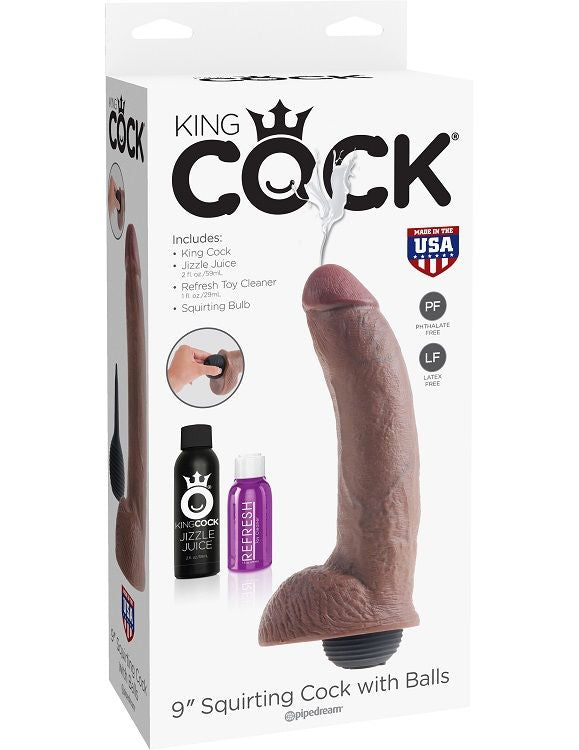 KINGROCK - gode réaliste avec fonction éjaculation marron 22.86 cm